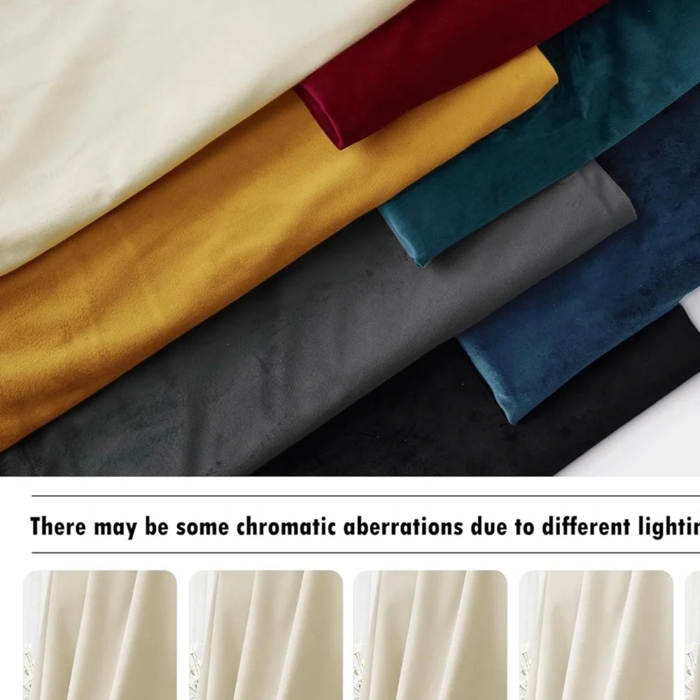 Sophisticated Beige Velvet Curtains Thermal Insulated NoiseReducing Panels 52x84